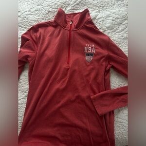 LIKE NEW Team USA Red Heathered Quarter Zip